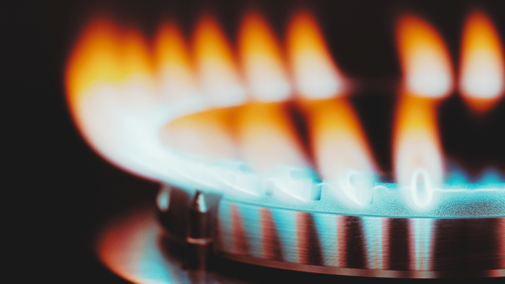 Extreme close-up of a flames of a gas burner.